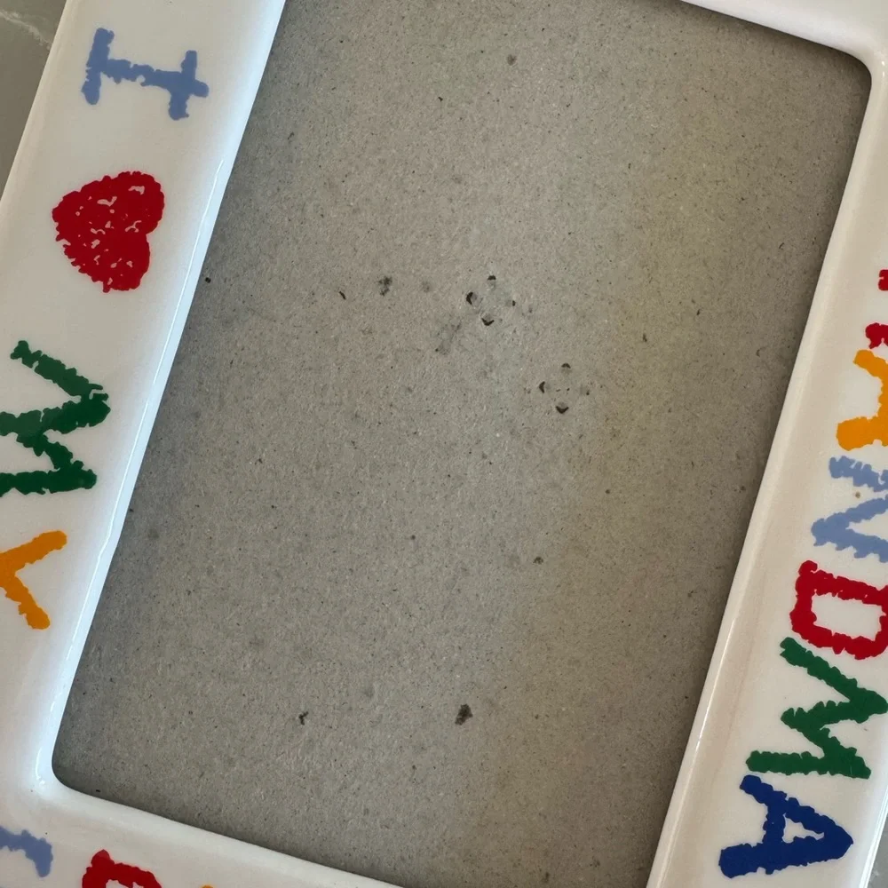 Vintage I LOVE MY GRANDMA 80s 90s Colorful Crayon Style Lettering Picture Frame